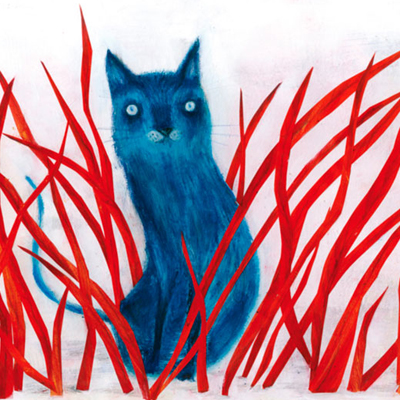 Ilustración de gato azul